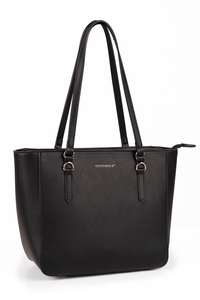 Vivisence Sac À Épaule Femme Fermeture Zippée Compact Idéal Au Quotidien, noir