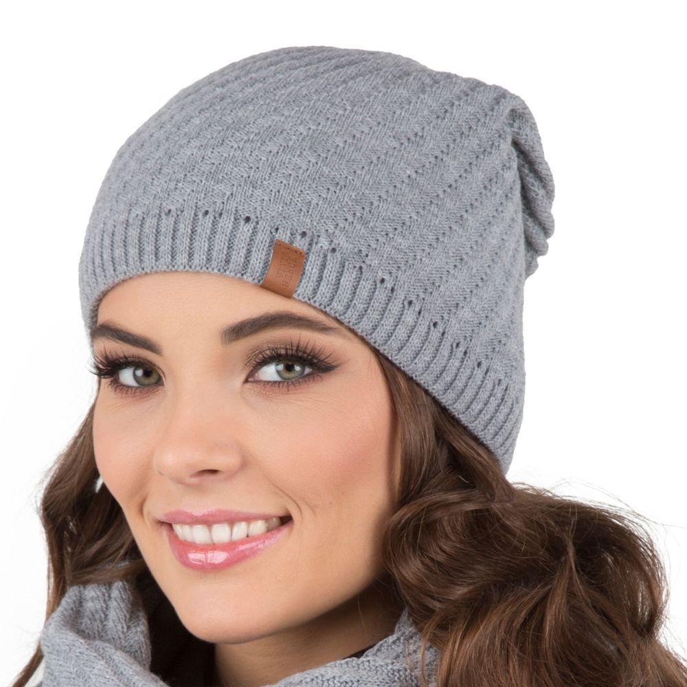Vivisence Bonnet Femme Coupe Longue Tricoté En Fil Chaud Pour L’Automne 7017, gris clair