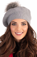 Vivisence Elegant Women's Winter Set Including Beret With Pompom And Matching Scarf Made Of Warm Fabric Perfect For Cold Winter And Autumn Days, light grey