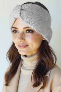 Vivisence Femme Bandeau Tricot Doux Avec Nœud Torsadé Confort Et Chaleur, gris