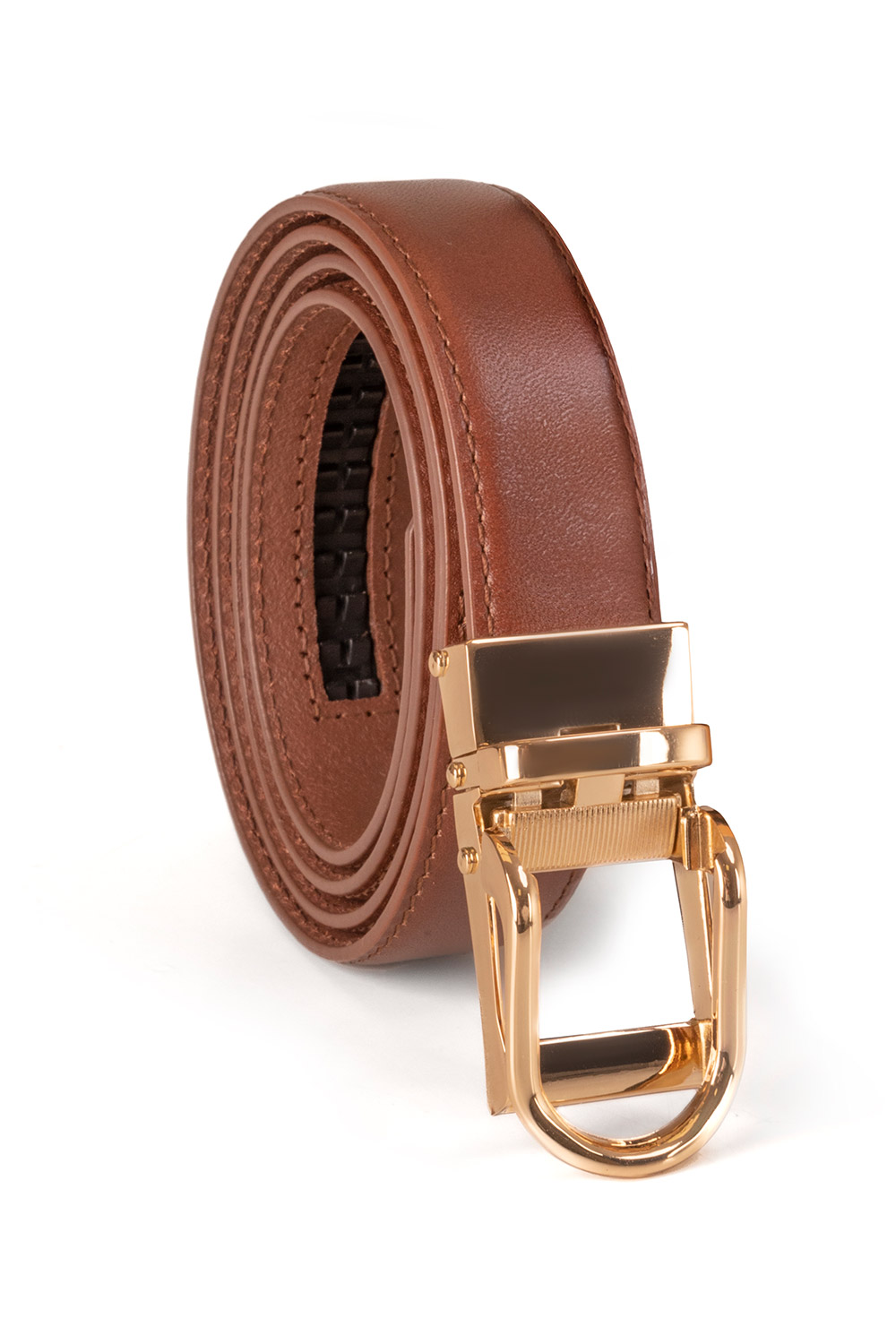 Vivisence Damen Ledergürtel Gürtel Echtleder goldene Schnalle Modischer P0005, Braun