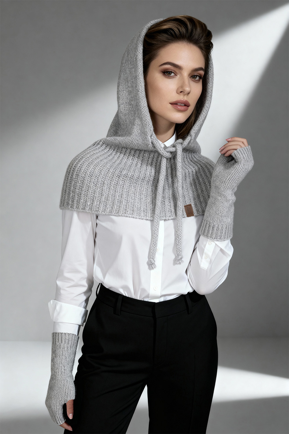 Vivisence Strickhandschuhe Damen Merino Baumwolle Weich und Warm Für Kalte Tage, Grau