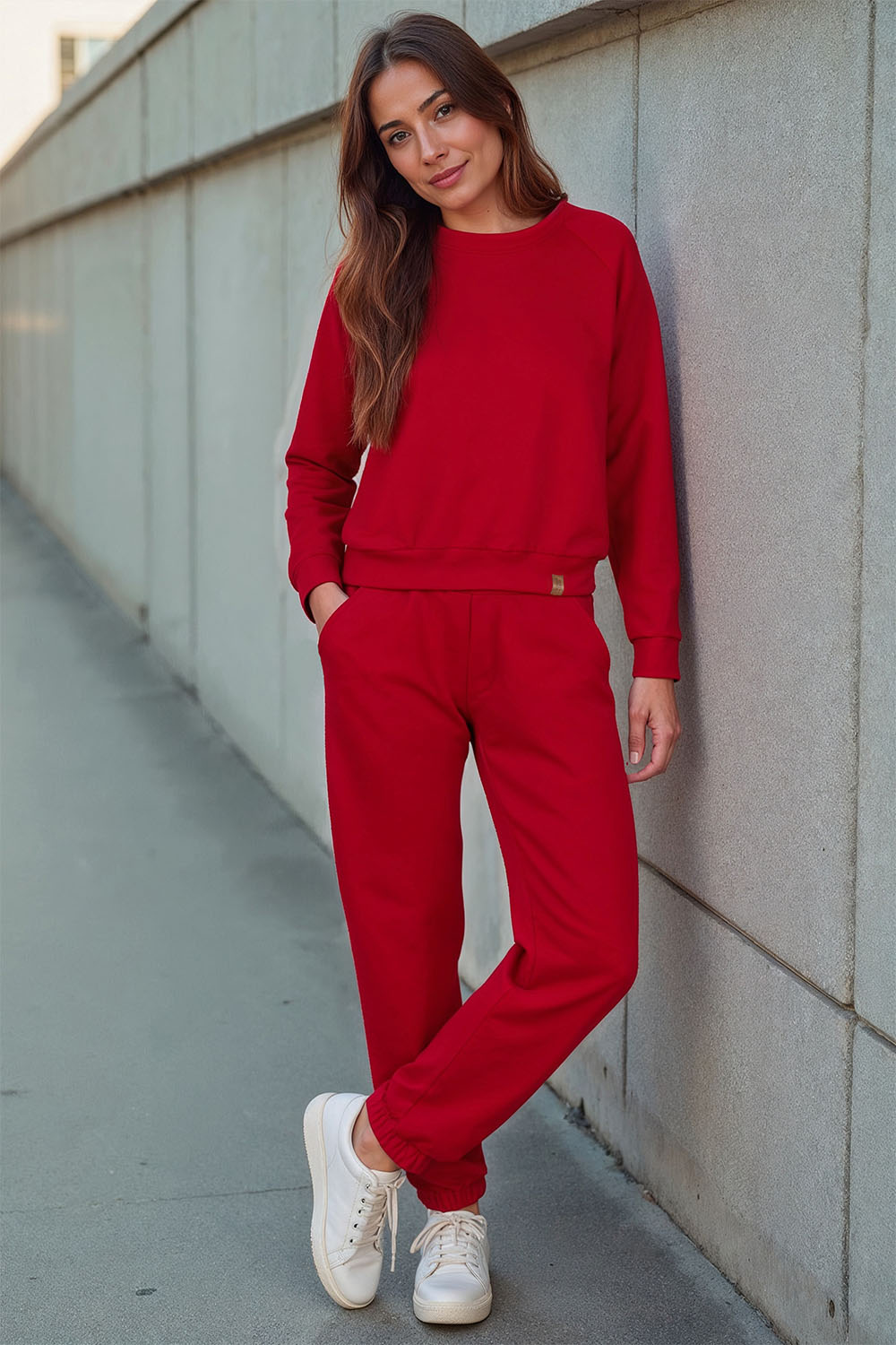 Vivisence Pantalon De Survêtement Femme Confortable Ceinture Élastique Poignets Côtelés Poches Latérales Tissu Doux Coton Mélangé Pour Détente Maison Sport Look Quotidien 9104,