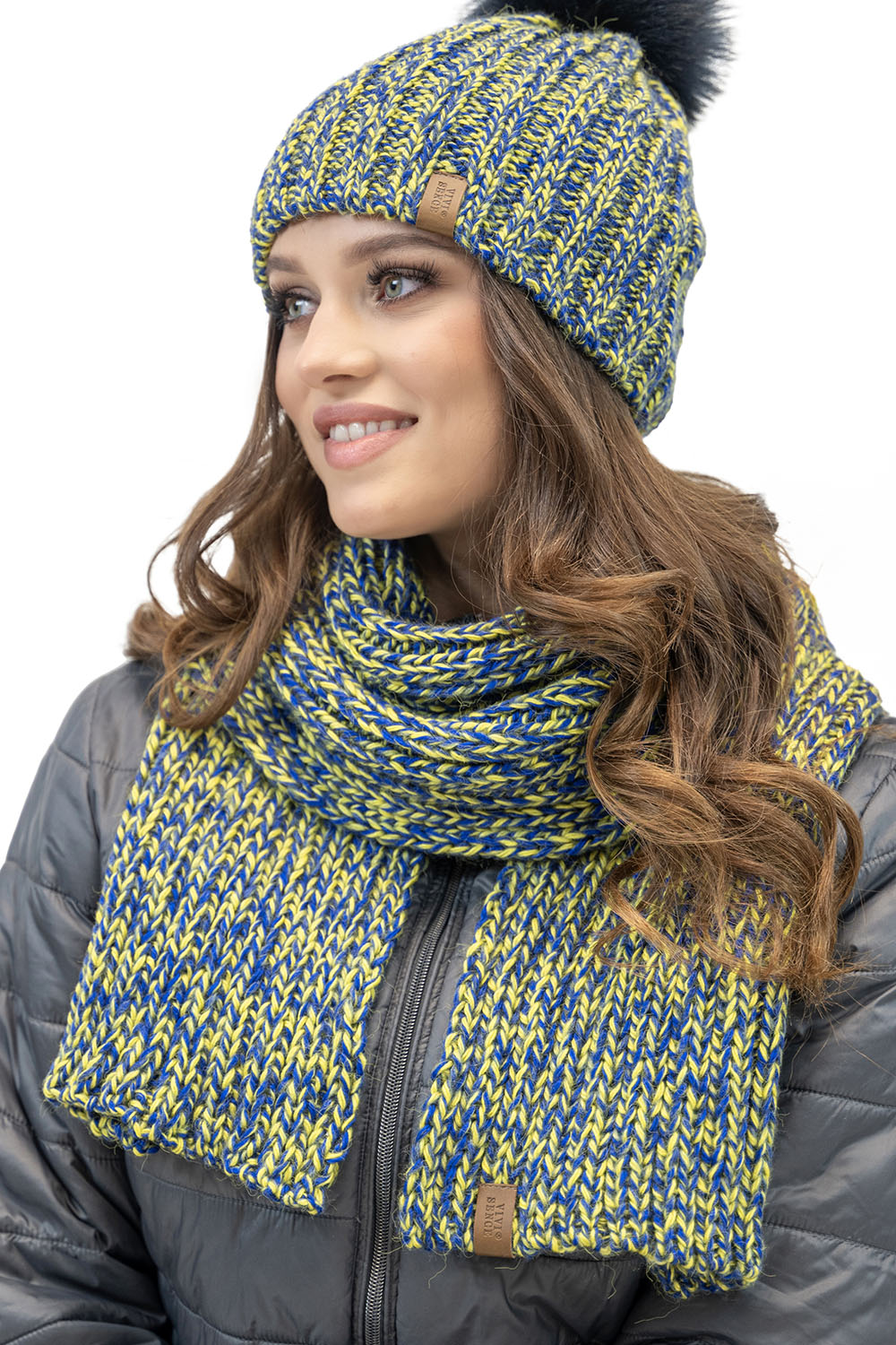 Vivisence Écharpe Pour Femme L'Automne et L'Hiver Longue Bicolore À La Mode En Fil Chaud Doux Parfaite Pour Les Froides Journées D'Hiver S'adapte Aux Tenues Élégantes Et Sportives 7107, jaune