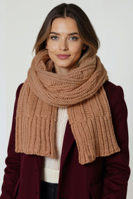 Vivisence Women Winter Hat And Scarf Set Lambswool Cotton Soft Knit Cozy Warmth, Beige