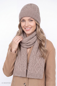 Vivisence 70128 KMPL Sets Sets hat + scarf, beżowy