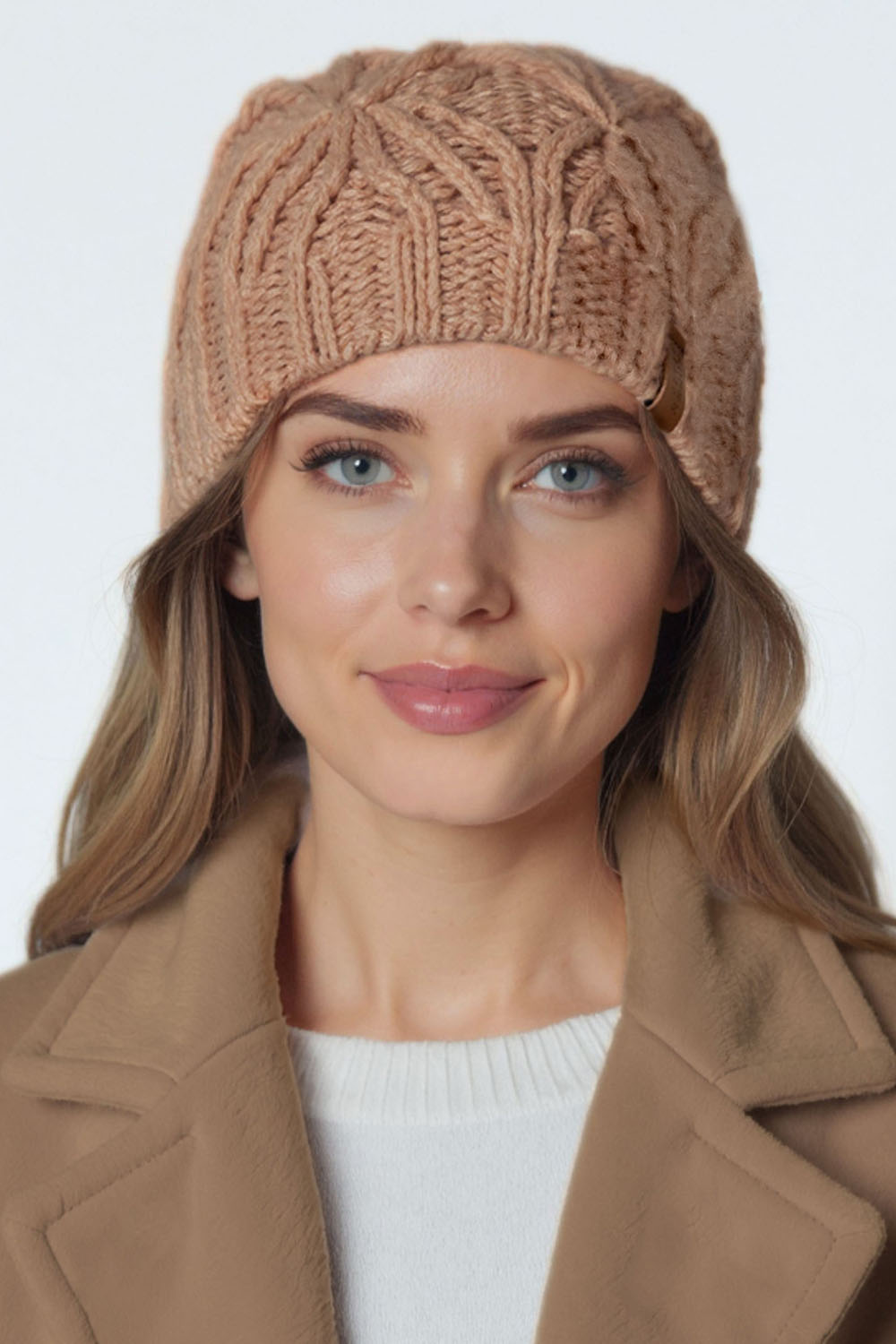 Vivisence Women Winter Hat And Scarf Set Lambswool Cotton Soft Knit Cozy Warmth, Beige