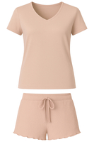 Vivisence pyjama deux pièces t-shirt et short 2026, beige