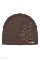 Vivisence bonnet long femme laine viscose élégant strass perles, brun
