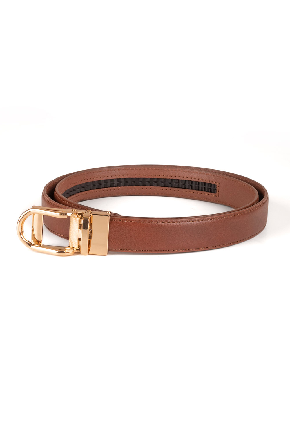 Vivisence Women's Leather Belt Slim Profile Secure Closure Everyday Essential P0005, brown