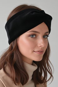 Vivisence Knitted Headband For Women Elegant Headwear For Winter With Front Twist Detail Soft Cotton Blend Snug Fit Ideal For Autumn And Winter, Black