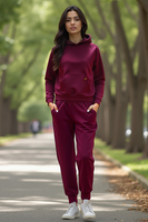 Vivisence Women Hoodie Sweatshirt Cotton Hood Pocket Casual Sportswear, maroon