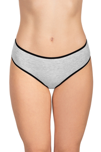 Vivisence Woman Briefs Cotton Midi Bikini Smooth Underwear 4016 5-Pack, black elastic: grey 5-pack