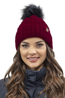 Vivisence Wintermütze mit Bommel Damen Warmes Ideal Für Kalte Wintertage 7015, weinrot