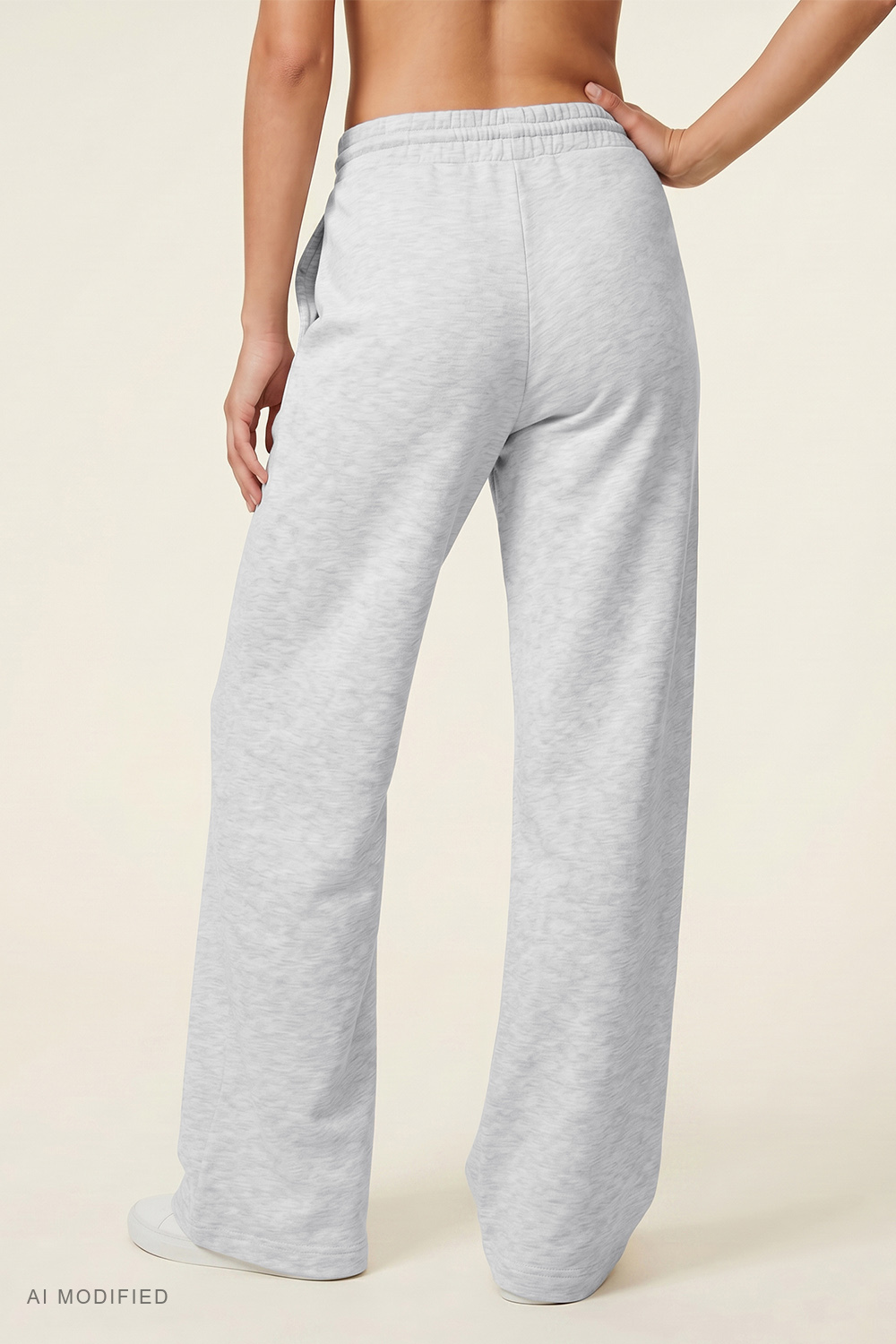 Vivisence Women Wide Leg Pants High Waist Adjustable Cuffs All Day Comfort, grey melange