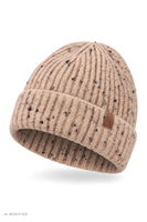 Vivisence bonnet beanie côtelé femme à revers chaud et doux, caramel