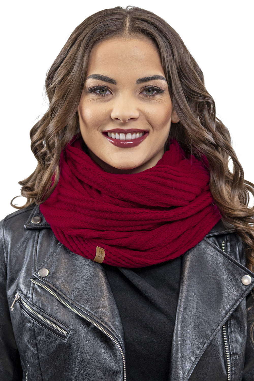 Vivisence Damen Winter Set Mütze Und Loop-Schal Komfort für Kalte Tage 7017Kmpl, rot