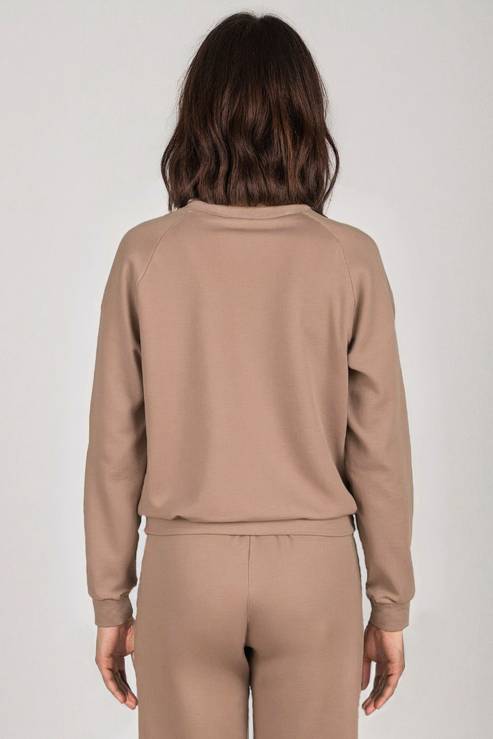 Vivisence Womens Sweatshirt Cotton Long Sleeve Everyday Loungewear 9004, beige