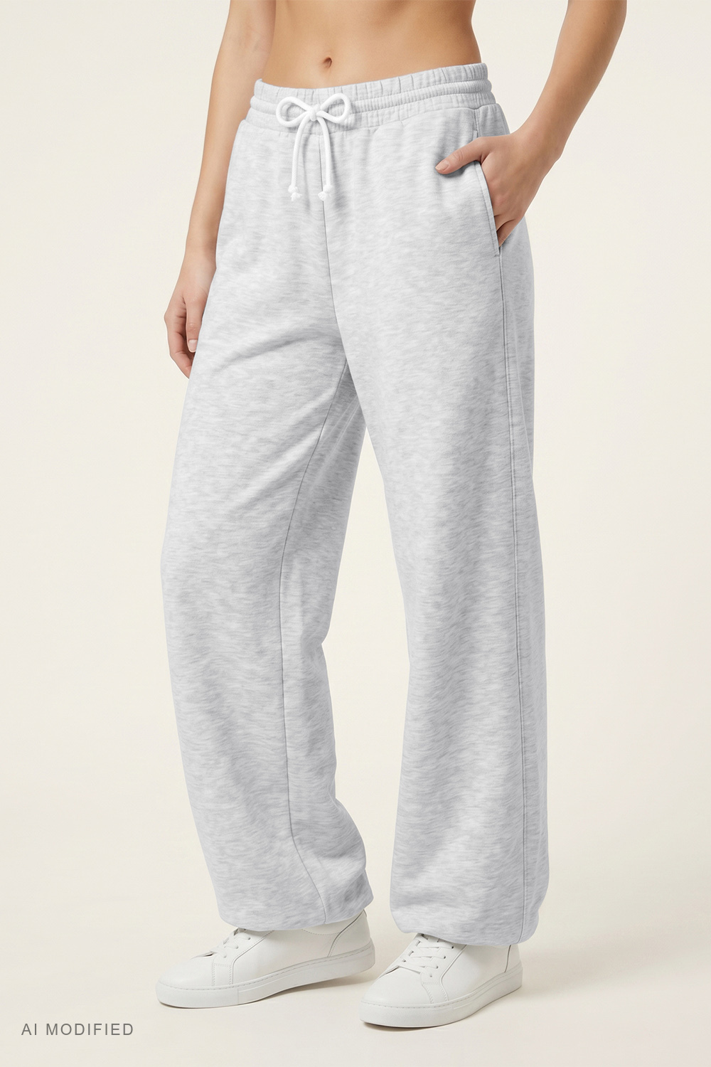Vivisence Femme Pantalon Large Taille Haute Ajustable Confort Quotidien, mélange gris