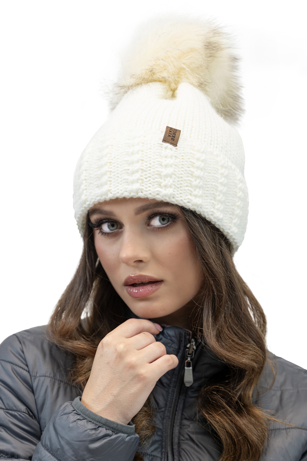 Vivisence Women's Winter Set Hat With Pompon Loop Scarf And Gloves Perfectly Designed For Cold Weather And Soft Fleece Lining Ideal For Cold Winter And Autumn Weather, ecru