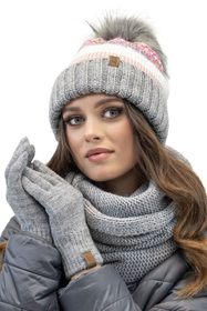 Vivisence Bonnet À Pompon Femme En Fil Chaud Effet Antistatique Pour L’Hiver 7099, gris