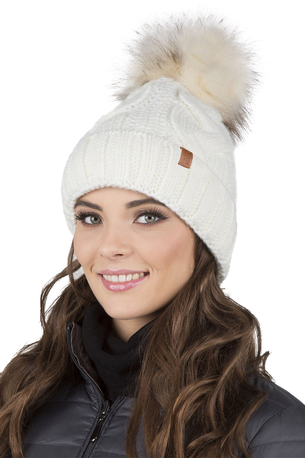 Vivisence Bonnet À Pompon Femme Chaud Et Doux Idéal Pour L’Hiver 7014, écru