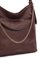 Vivisence Sac bandoulière femme en polyuréthane avec chaîne, brun foncé
