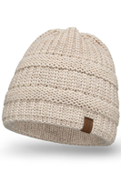 Vivisence Women's Hat With Braid Detail Fleece Lined Elastic Winter 7075, beige