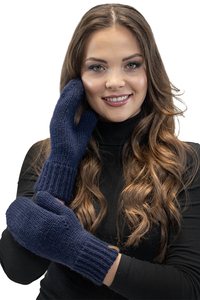Vivisence Women's Winter Mittens Comfort On Cold Days 7015, navy blue