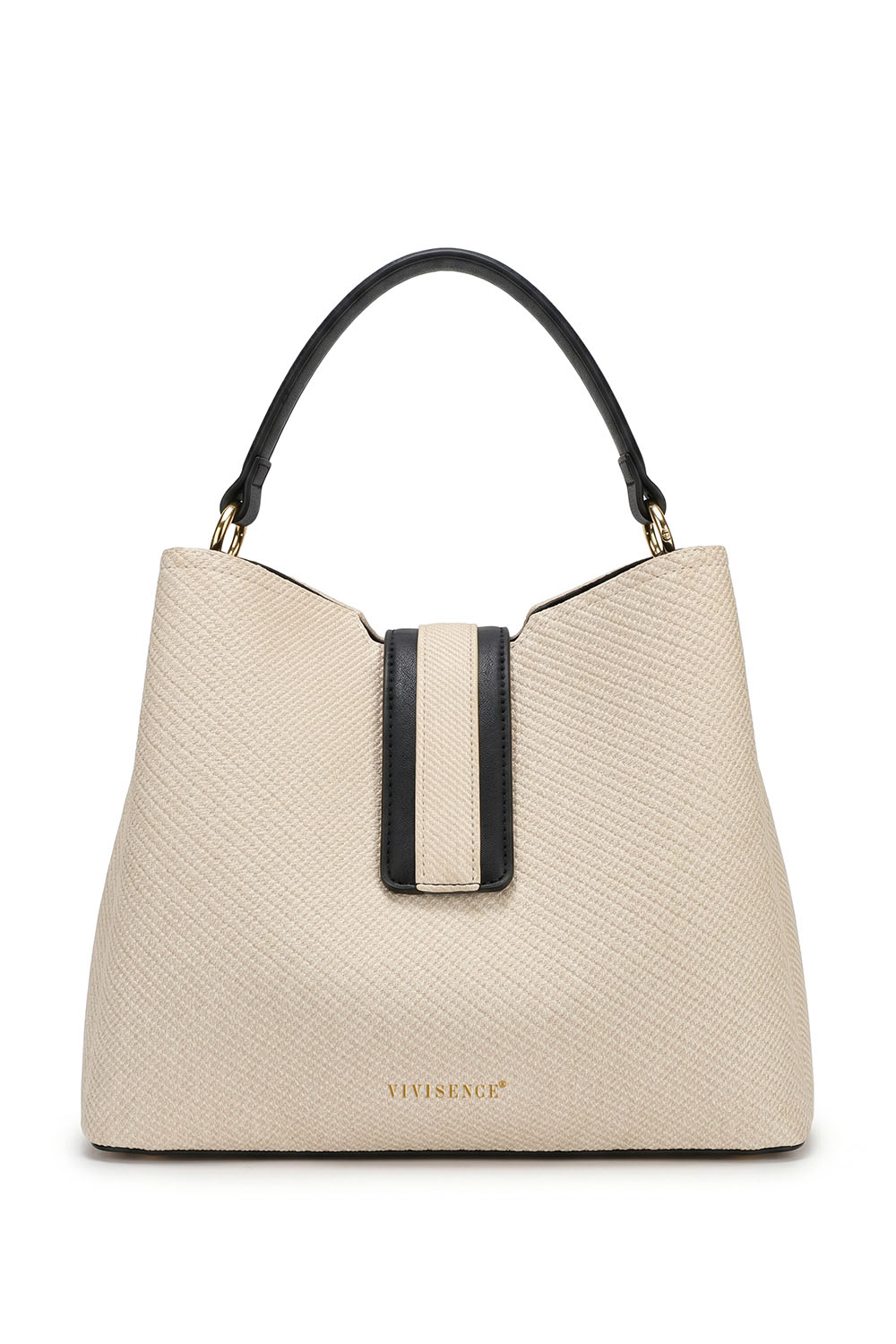 Vivisence Women Top Handle Bag Magnetic Flap and Strap for Daily Use Organized, Beige