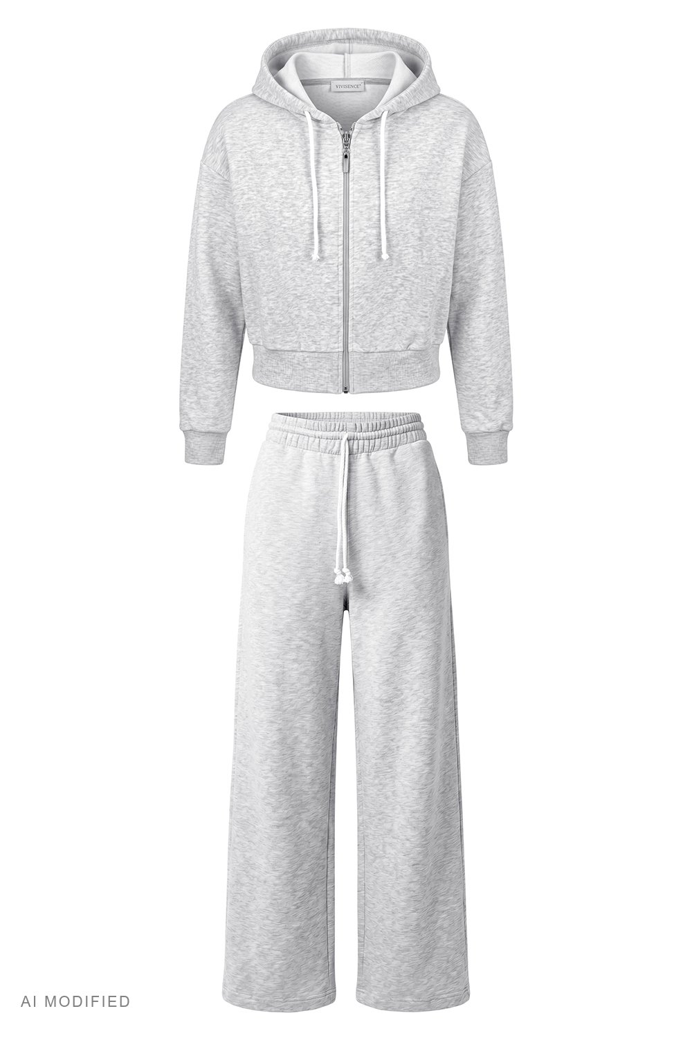 Vivisence ensemble détente coton survêtement femme zippé, gris