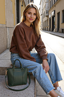 Vivisence Damen Schultertasche mit Reißverschluss Verstellbarer Riemen, Grün