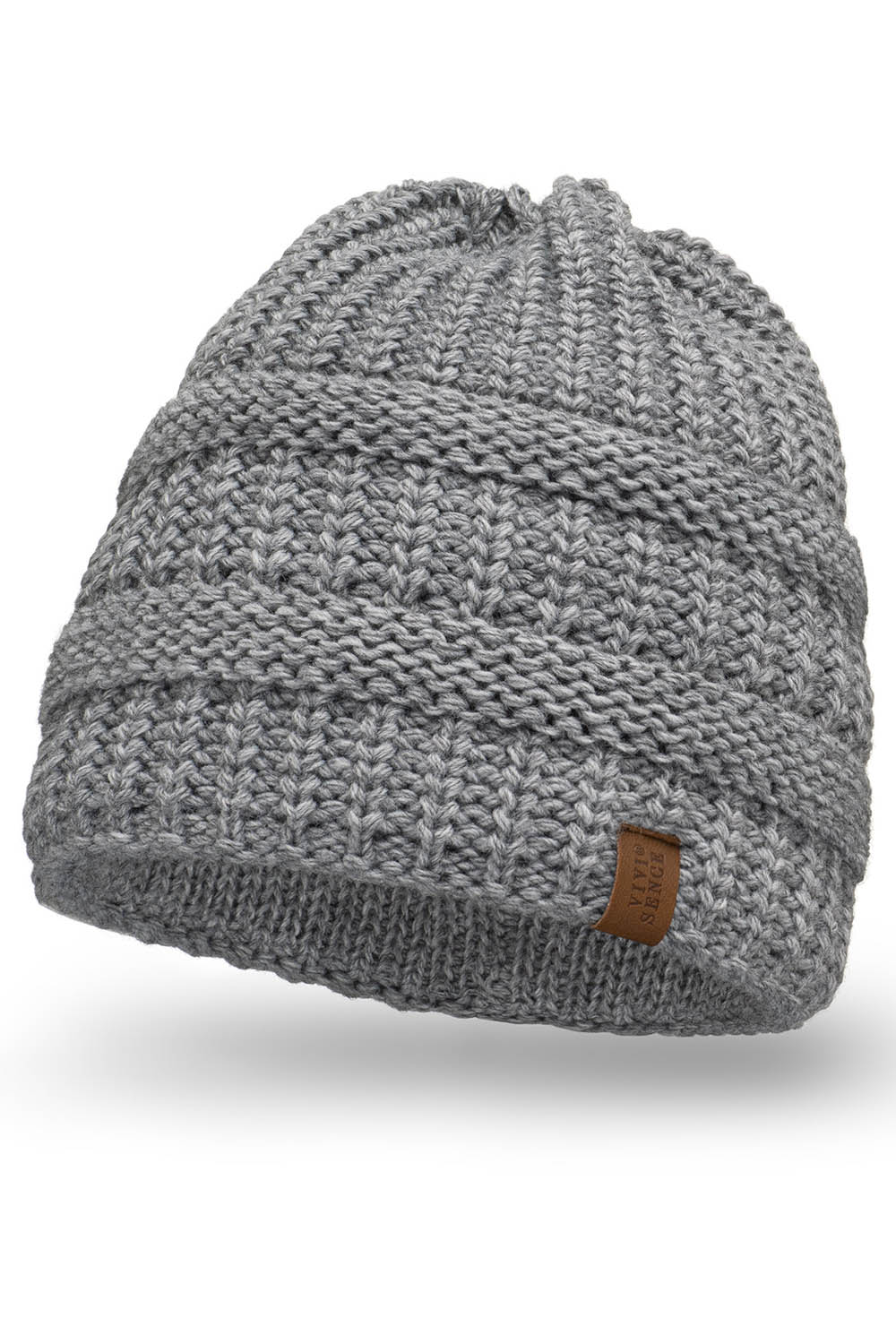 Vivisence Bonnet Femme Avec Tresse Doublé Doux Bande Élastique Pour L’Hiver 7075, gris clair