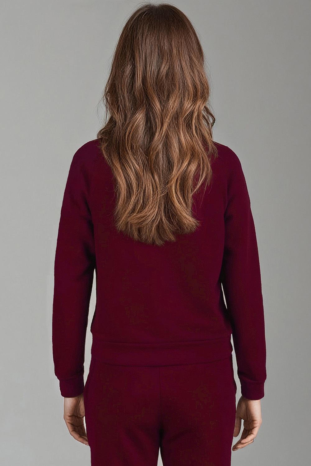 Vivisence Womens Sweatshirt Cotton Long Sleeve Everyday Loungewear 9004, maroon