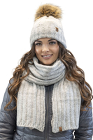 Vivisence Bonnet À Pompon Femme Doublé En Polaire Ensemble D’Hiver Assorti 70101, gris clair