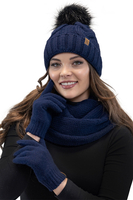 Vivisence Winter Hat With Pom Pom For Women Warm Ideal For Cold Days 7014, dark blue