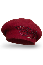 Vivisence Béret Femme Avec Appliqué En Zirkonia Idéal Pour Les Jours Froids 7051, bordeaux