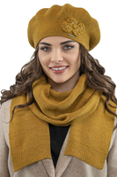 Vivisence Béret Élégant Avec Fleur Pour Femme Chaud Accessoire Automne Hiver 7006, miel