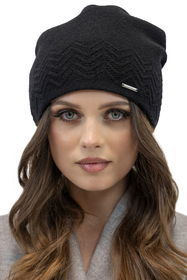 Vivisence Women's Hat Fleece Lining Zigzag Pattern Perfect Fit Autumn 7090, black