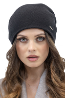 Vivisence Damen Mütze Wolle Falten Fleece Gefüttert Bequem Alltag Winter 7085, schwarz