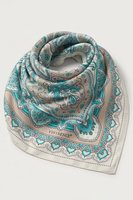Vivisence Women Silk Scarf Natural Silk Hand Rolled Edges Style for Everyday, turquoise/beige
