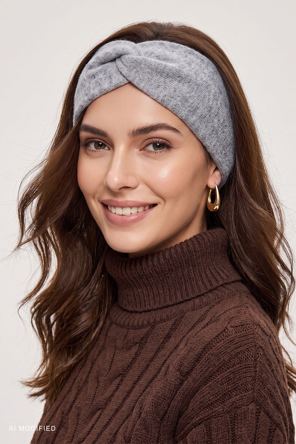 Vivisence bandeau femme torsade frontale protection contre le froid, gris