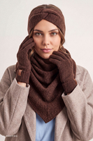 Vivisence gants femme tricotés avec poignet côtelé chauds et extensibles, brun