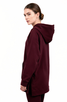 Vivisence Femme Sweat À Capuche Coton Élasthanne Confort Quotidien Douceur, bordeaux