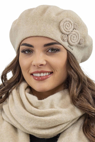 Vivisence Femme Ensemble Élégant Béret Et Écharpe Automne et Hiver En Laine Style Classique Ajustement Parfait Confort Thermique Accessoire Idéal Pour Les Froides Journées 7037Kmpl, beige