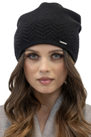 Vivisence Damen Mütze Winter Weichem Futter Zickzackmuster Perfekten Sitz 7090, schwarz