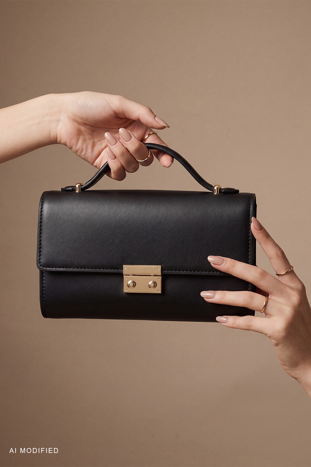 Vivisence Umhängetasche Damen Kunstleder Schultertasche Klappe, schwarz