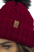 Vivisence Femme Bonnet Et Écharpe Pour l'Automne et l'Hiver À Pompon Chauds Doublés De Polaire Anti-Statique Idéal Pour Les Hommes Élégants Parfait Pour Froides Journées 7015Kmpl, bordeaux