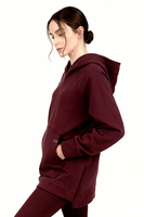 Vivisence Damen Kapuzenpullover Weiche Baumwolle Mit Tasche Für Alltag, weinrot
