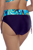 Vivisence Bikinislip Damen Faltbund Schnürung Gemustert Figurbetont 3229M, Blau